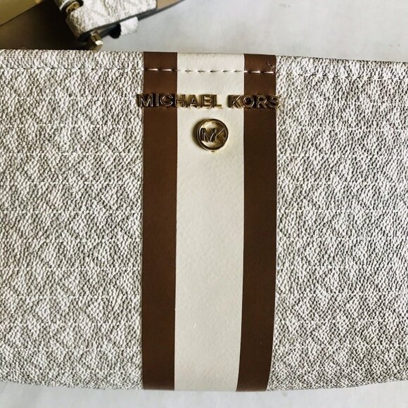 MICHAEL KORS Waist Belt Bag Fanny Pack‎ Beige/White Signature Logo S/M - Picture 3 of 9